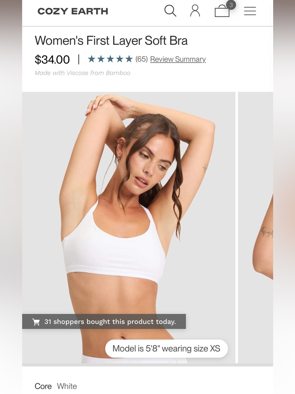Women's First Layer Soft Bra — White